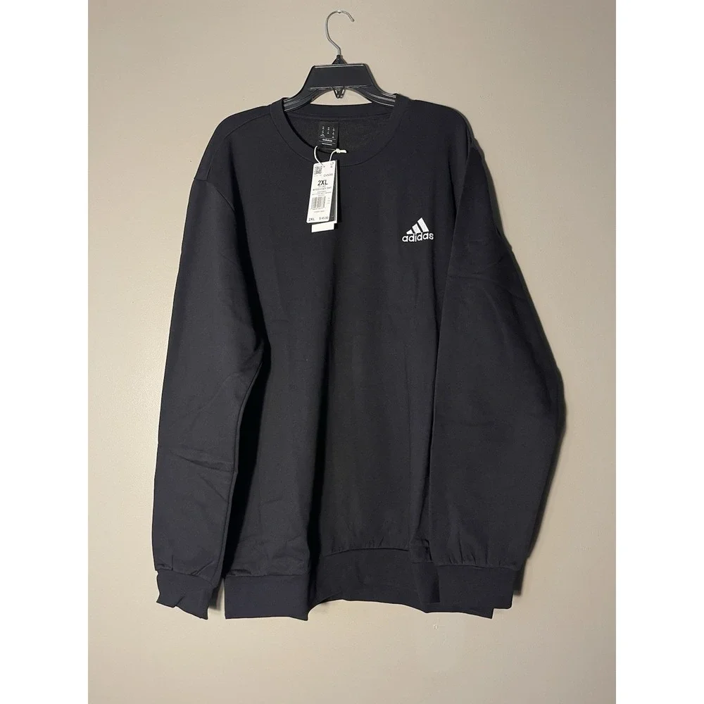 adidas men's Essentials Fleece Sweatshirt Feel Cozy Sweater Black Size 2XL New